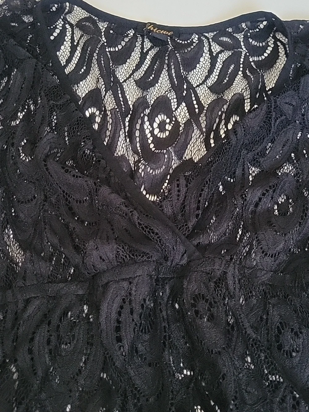 Black Lace Swim Cover Top 3X